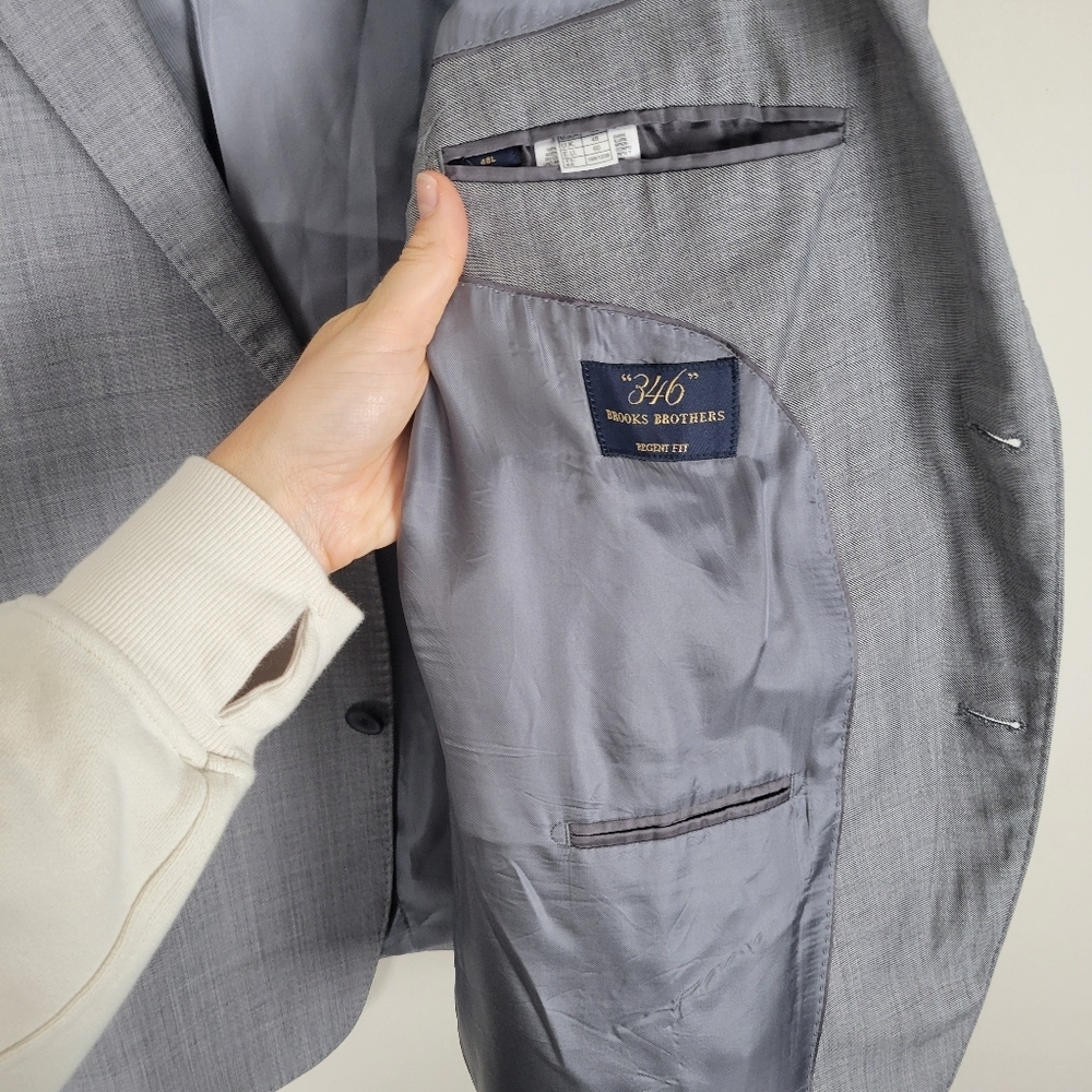Brooks Brothers 346 Blazer Mens 48L Gray Regent Fit Stretch Sport Coat - Picture 6 of 11
